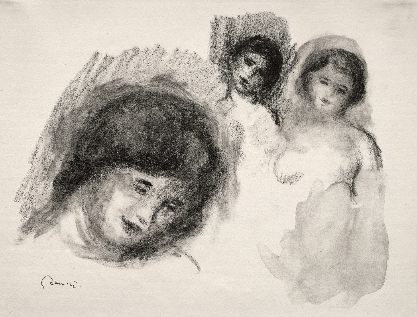 Stone with Three Sketches (1904) by Pierre-Auguste Renoir