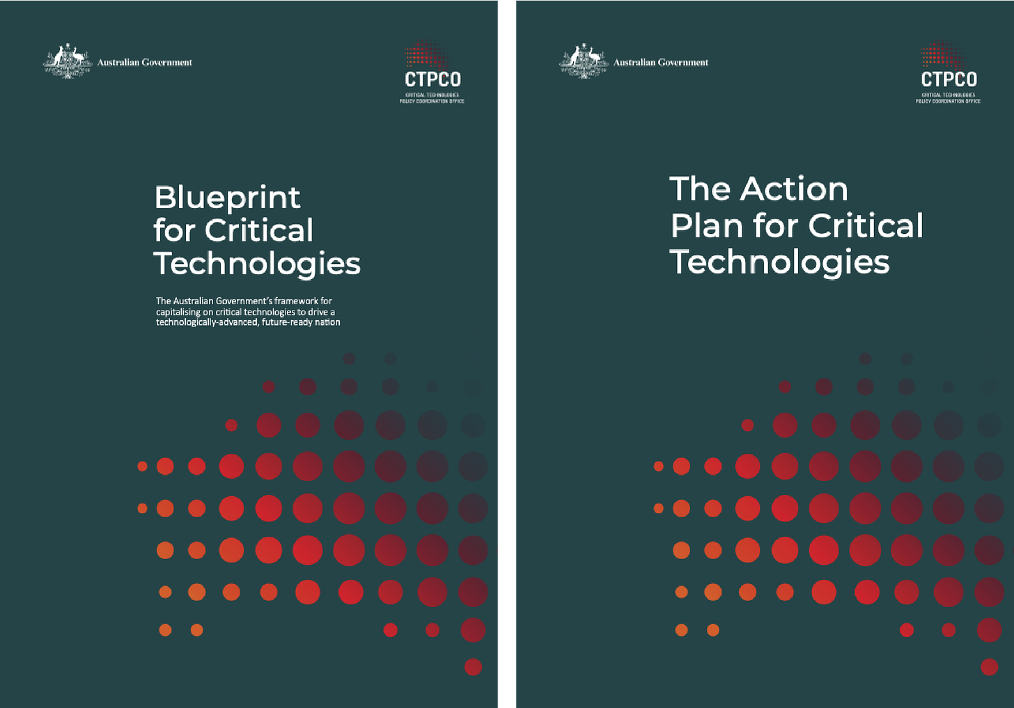 Green and red cover graphics from the two Critical Technologies reports