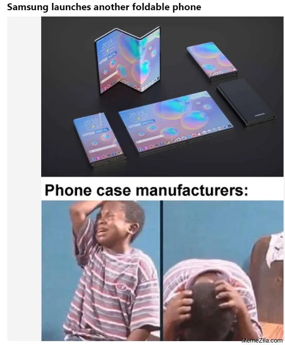 Samsung launches another foldable phone Meanwhile case manufacturers meme -  MemeZila.com