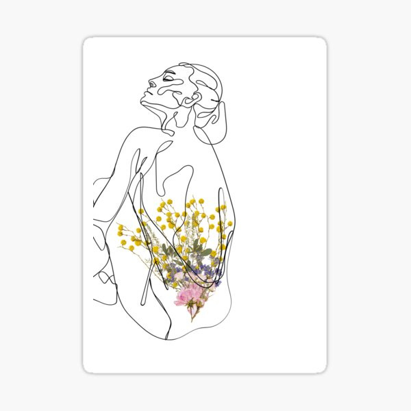 Minimal Line Drawing with Floral detailing - Endometriosis themed" Sticker  for Sale by Dulynotedco | Redbubble