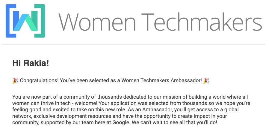 I became a Women Techmakers Ambassador