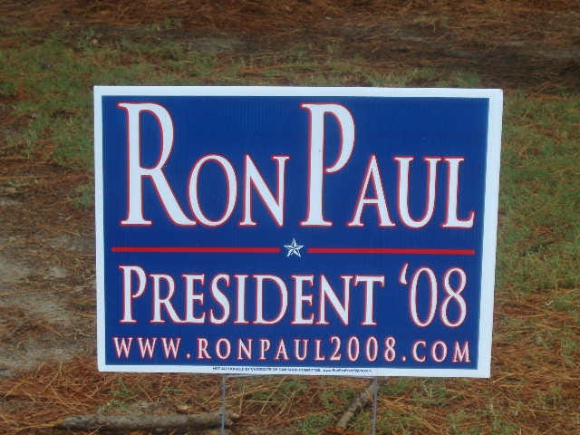 While the 'establishment' Republicans call his supporters 'Paulbots' I have to say that someone was on the ball getting his signs to the event. They were the only Presidental signs there. More on Ron Paul in a little while.