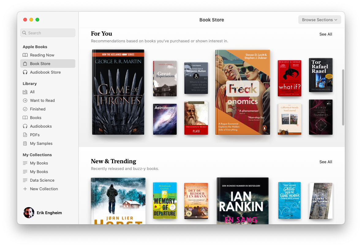 Apple Books is used to organize eBooks