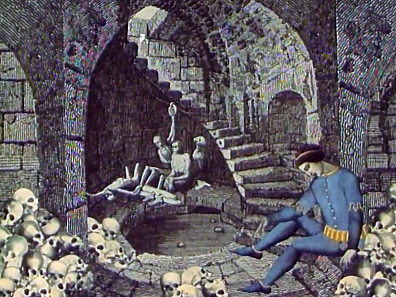 A screenshot from Jan Švankmajer's 'Otrantský zámek' (The Castle of Otranto) 