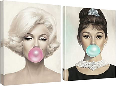 Amazon.com: Niwo ART - Marilyn Monroe and Audrey Hepburn, Celebrity Canvas  Wall Art Home Decor, Gallery Wrapped, Stretched, Framed Ready to Hang  (16"x12"x3/4"): Posters & Prints