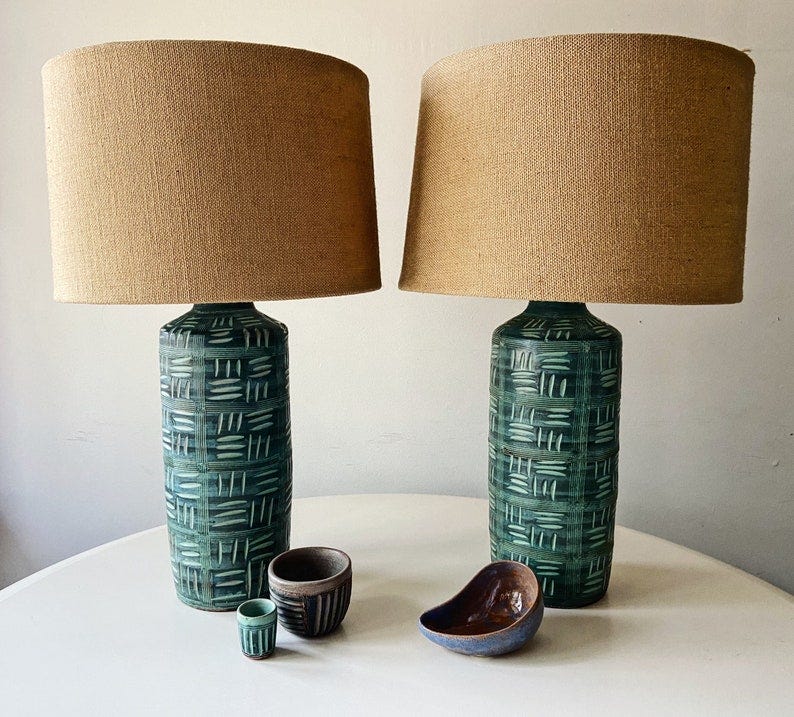 Outstanding Hal Lasky Puerto Rican Pottery Corp Lamps Handmade image 1