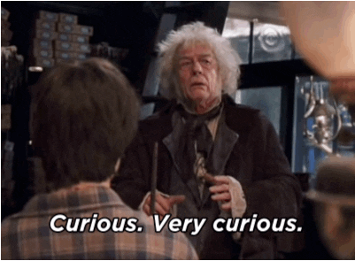GIF: A white-hair old man looking perplexed and saying, “Curious. Very curious.”