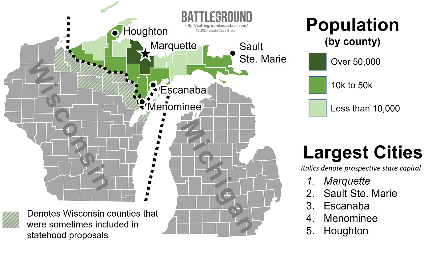 Superior Michigan Statehood Map