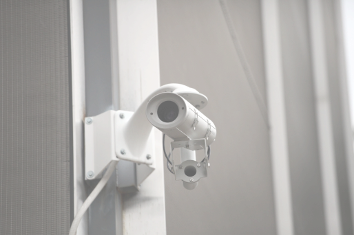 A photo of surveilance camera installed in the public area