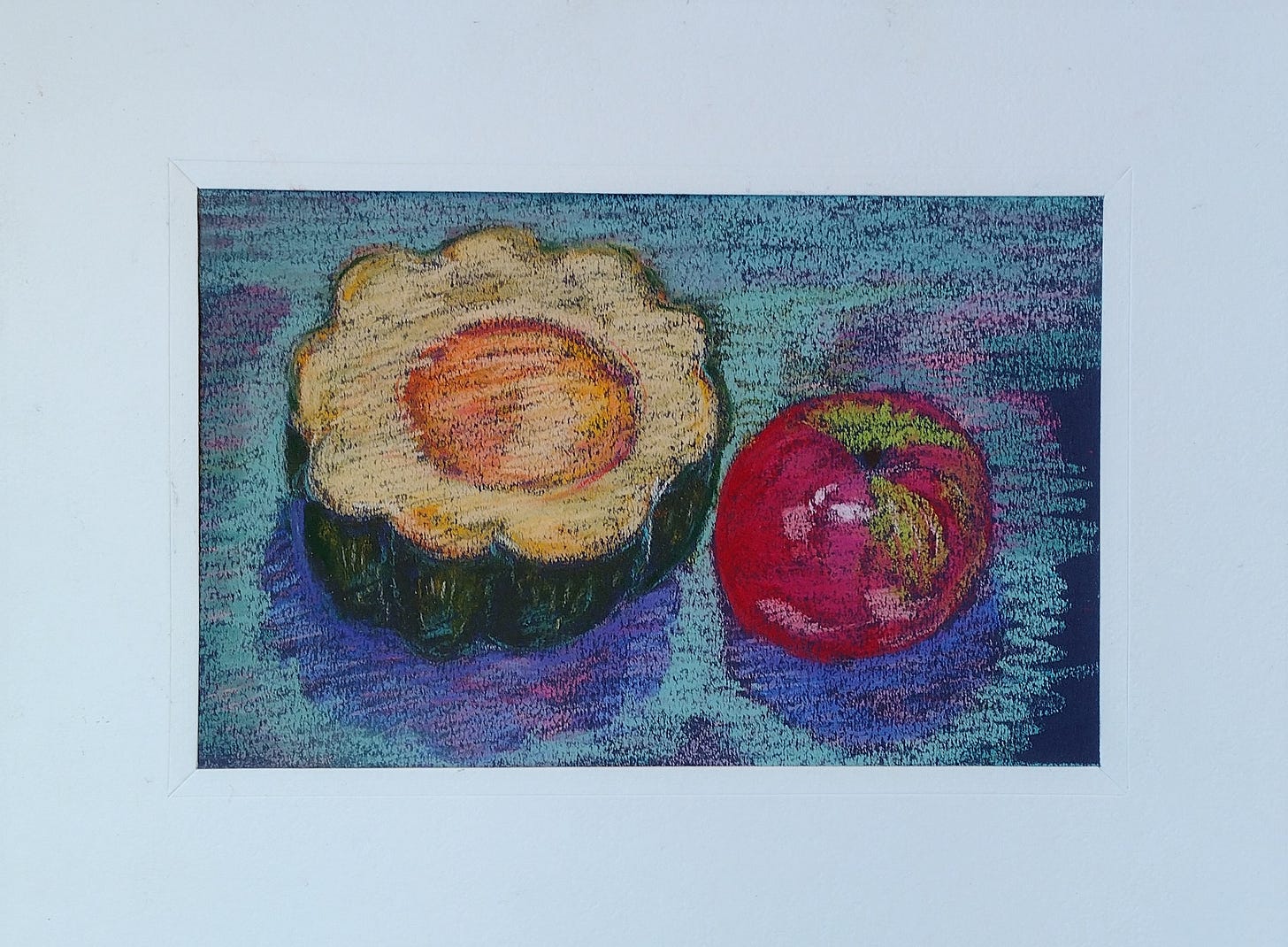 illustration acorn squash apple in pastels