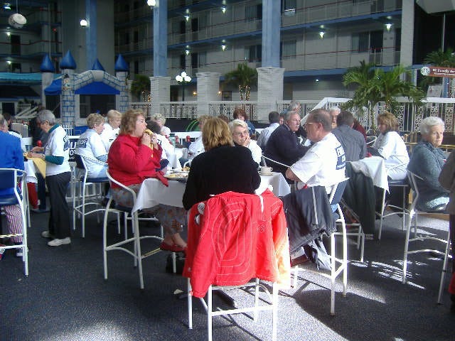 Full house in the Carousel's poolside dining area.