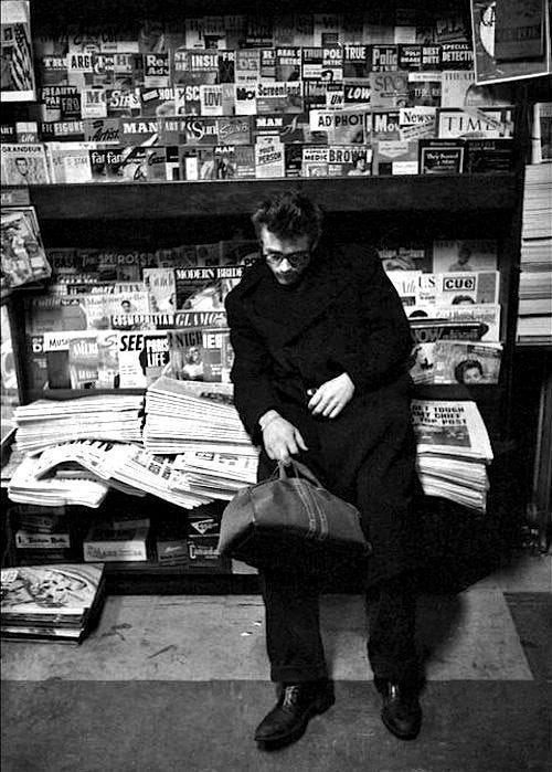 James Dean with magazines