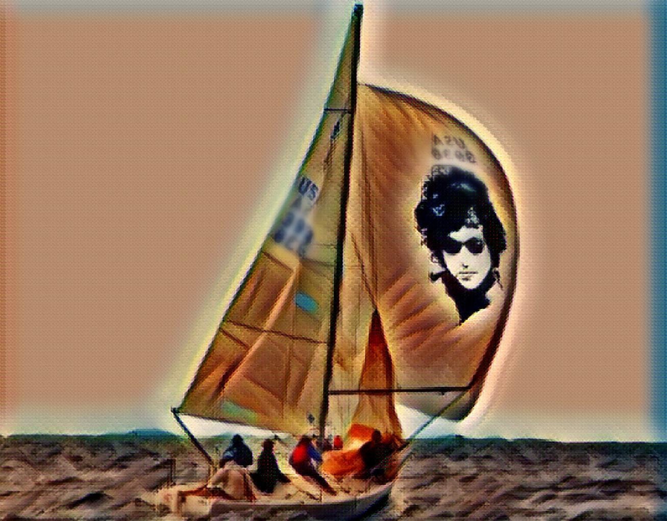 Sailboat with dylan image on sail