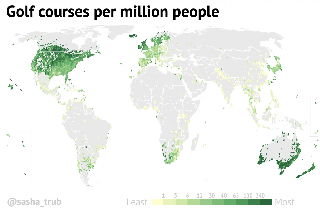 Golf Courses per Million People : r/MapPorn