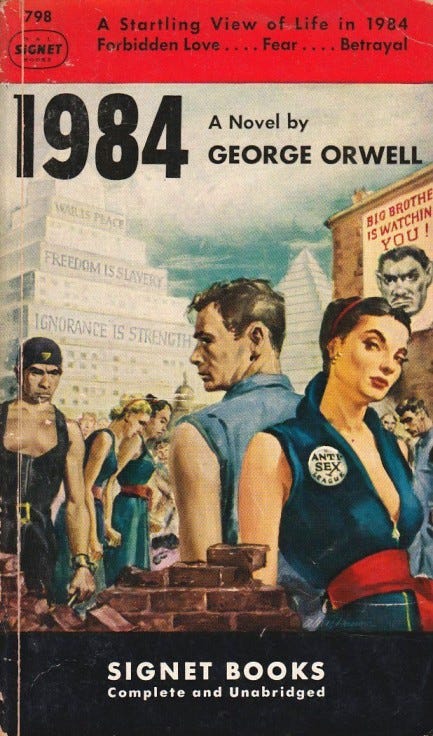 Picture of the book cover for 1984, by George Orwell