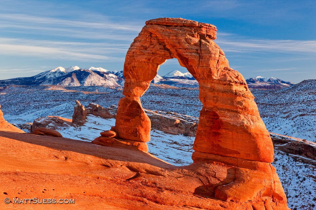 Winter Sunset at Delicate Arch in Arches National Park Utah