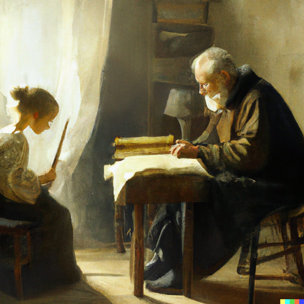 Prompt: "Aging and Learning" by Vasily Grigorevich Perov (1873). Edit Prompt: "Aging and Learning" by Vasily Grigorevich Perov (1873)