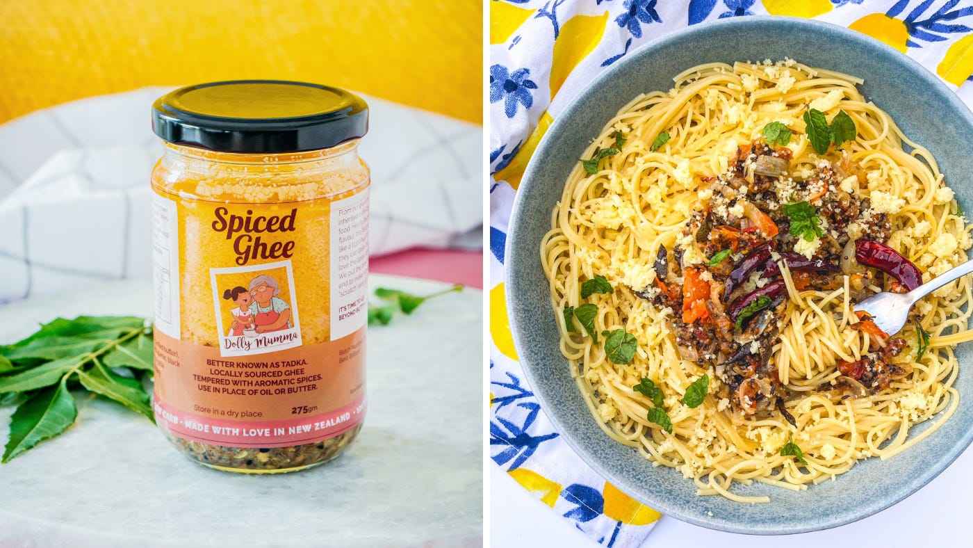 Ghee Tadka Spaghetti made with Dolly Mumma Spiced Ghee