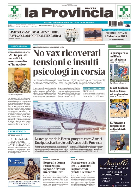 Prima pagina la provincia pavese
