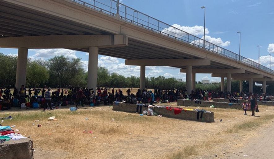 Migrants have flooded the border in Del Rio, Texas, and the Border Patrol says it has nowhere to put them. (Images courtesy of Val Verde County Sheriff’s Office)