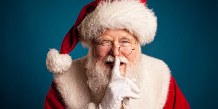 Pictures of Real Santa Claus with fingers on lips