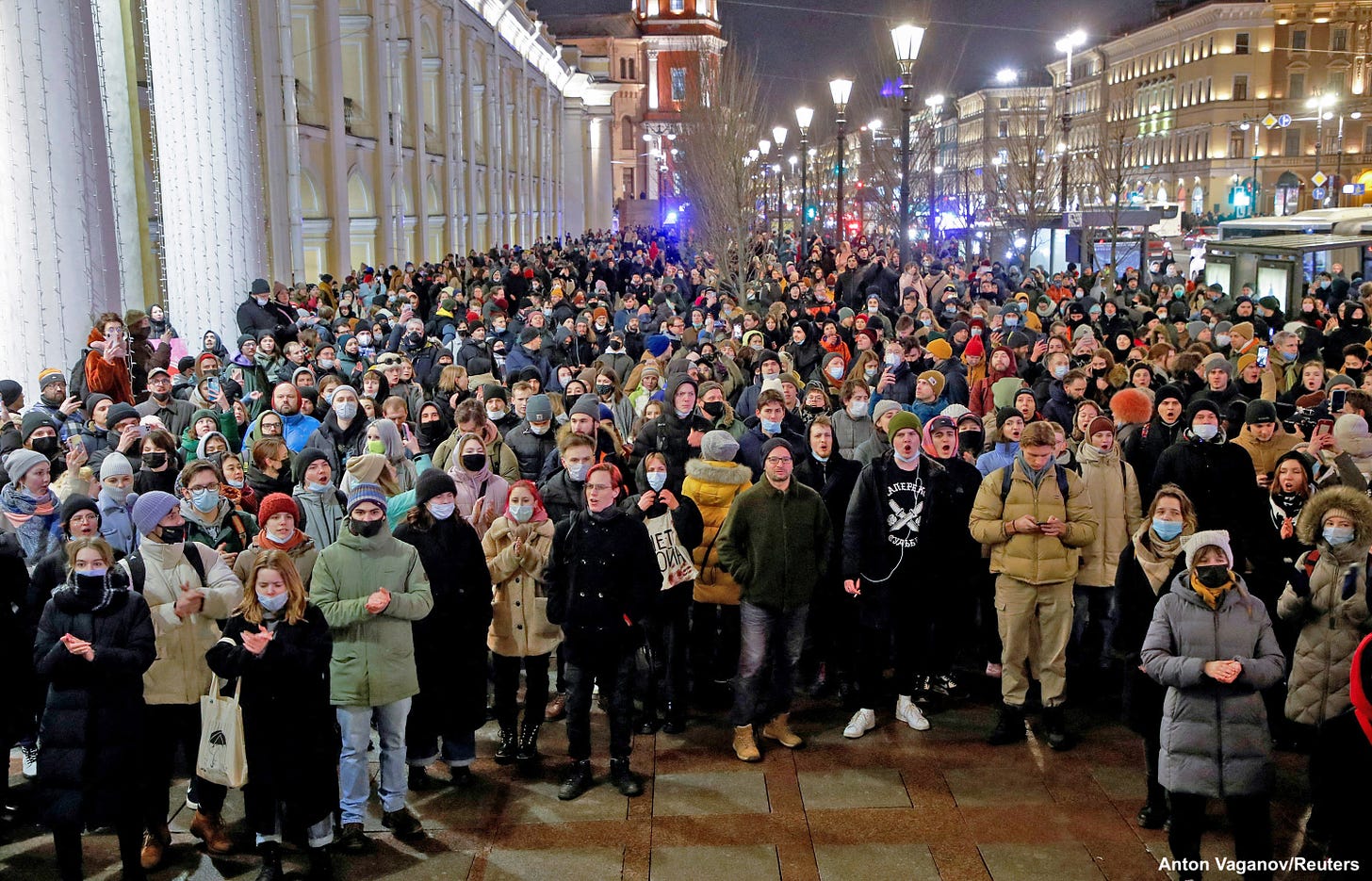 Thousands of Russians attend an anti-war protest, opposing the actions in Ukraine.