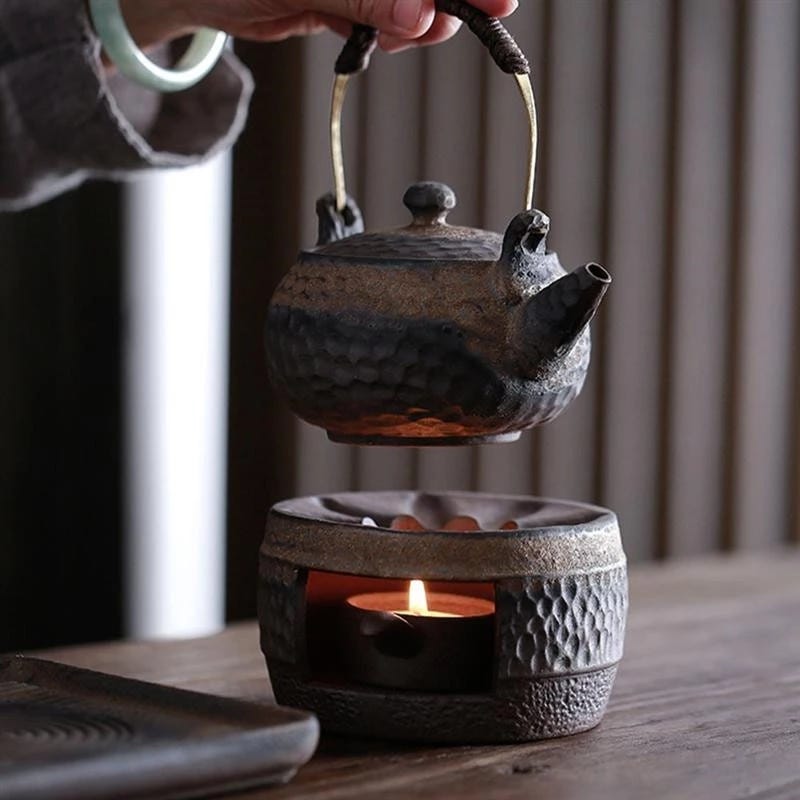 Japanese Crude Pottery Handmade Teapot Warmer Ceramic Retro Tea Stove Candle  Holder Kettle Holder Tea Stove Personality Tea Set| | - AliExpress