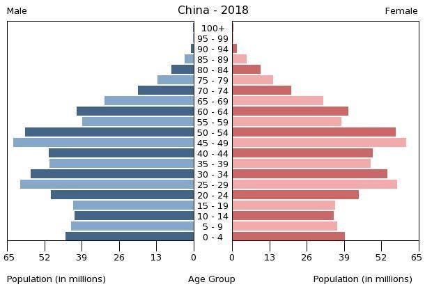 China is starting to age (population pyramid)