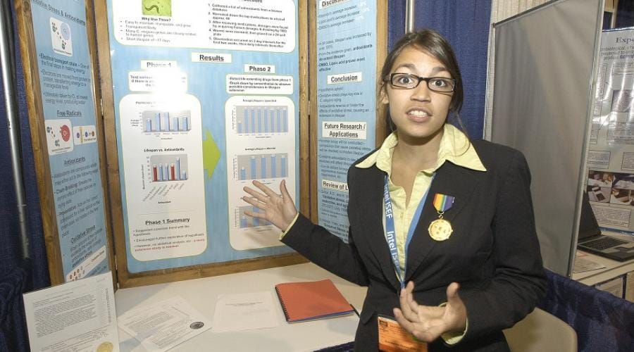 Alexandria Ocasio-Cortez won a 2007 ISEF science-fair prize for her  microbiology research — Quartz