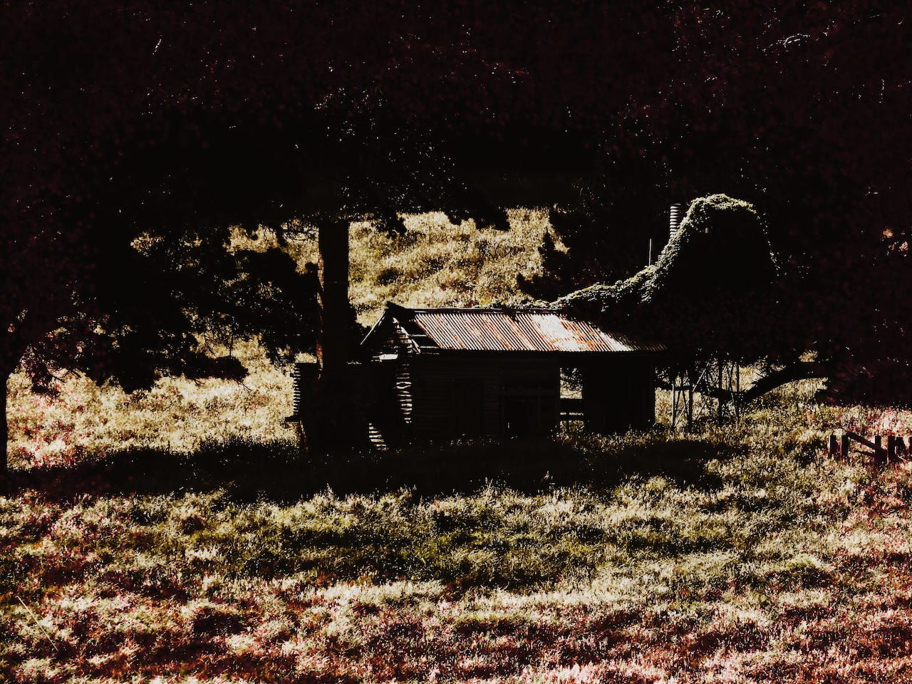 Ruin of an old farmstead on a hillside