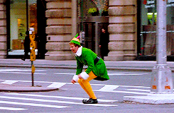 Gif of Elf (film) hopping across a crosswalk
