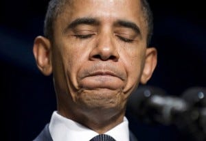 Obama eyes closed