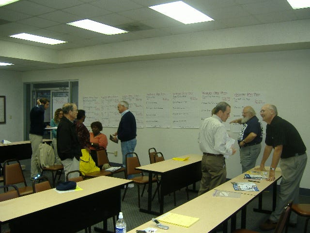 A wall full of volunteering opportunities.