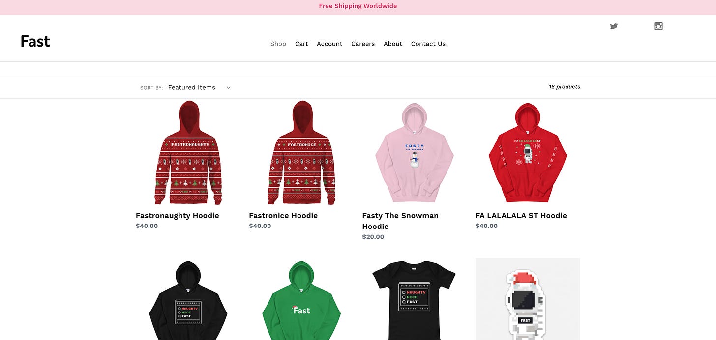 Homepage of the Fast e-commerce store.