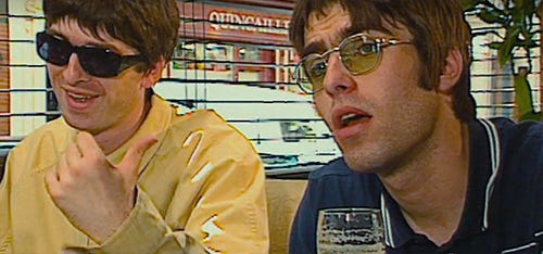 Through reams of archival footage, A24's "Oasis: Supersonic" takes a look at the Britpop band fronted by brothers Noel (left) and Liam Gallagher.