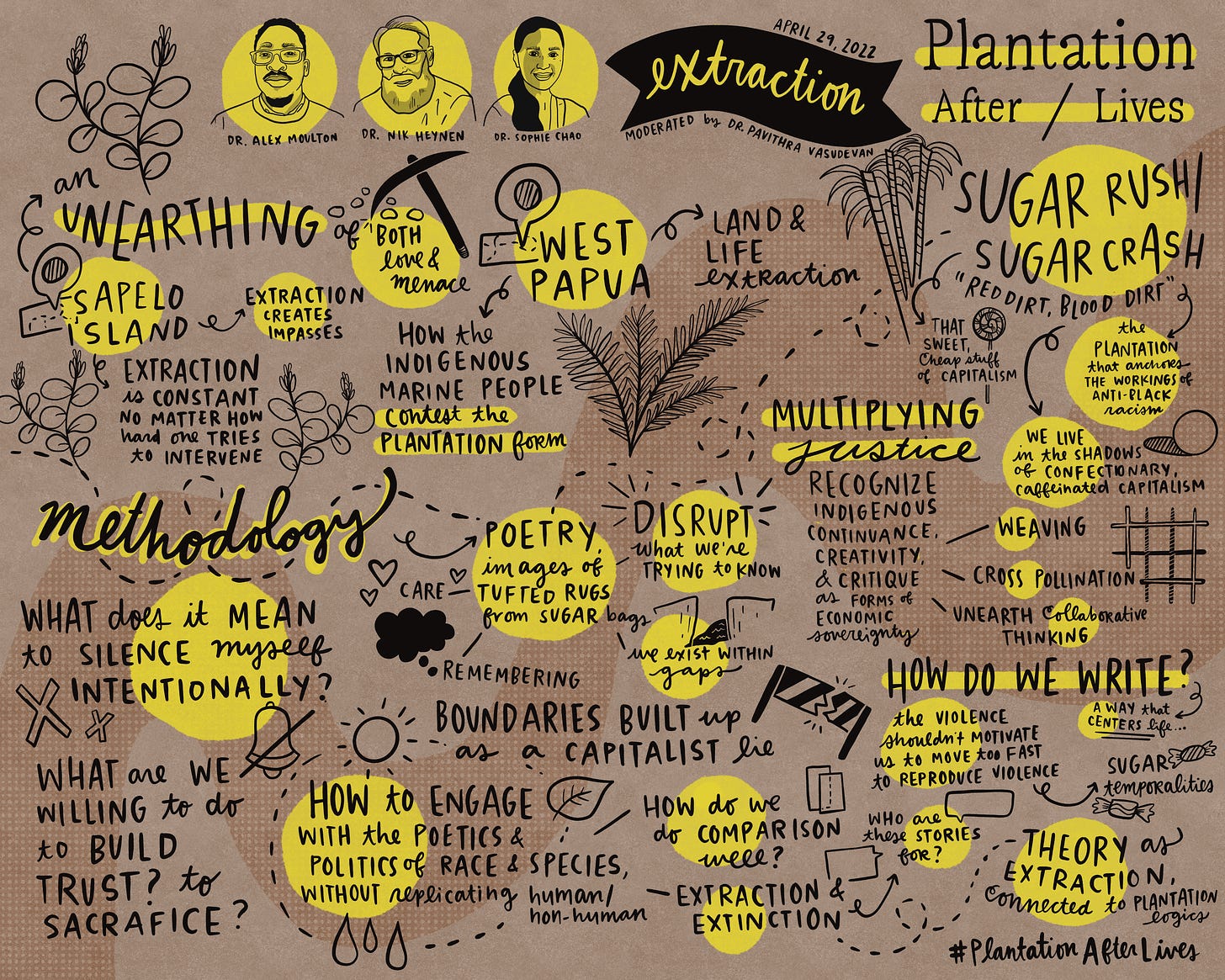 Graphic Recording of the EXTRACTION panel for the Plantation After/Lives Symposium