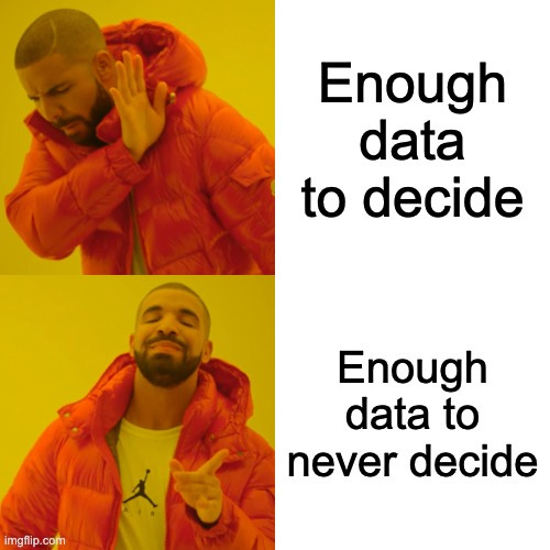 Drake meme: say no to enough data, say yes to too much data