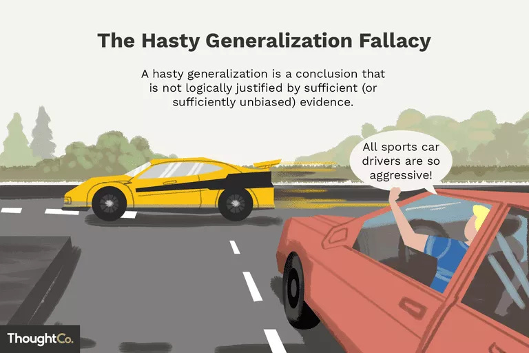 The hasty generalization fallacy