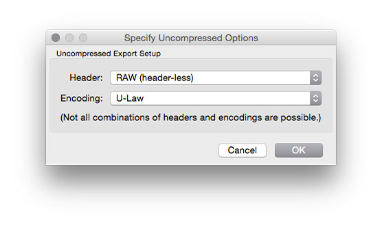 Audacity Export RAW