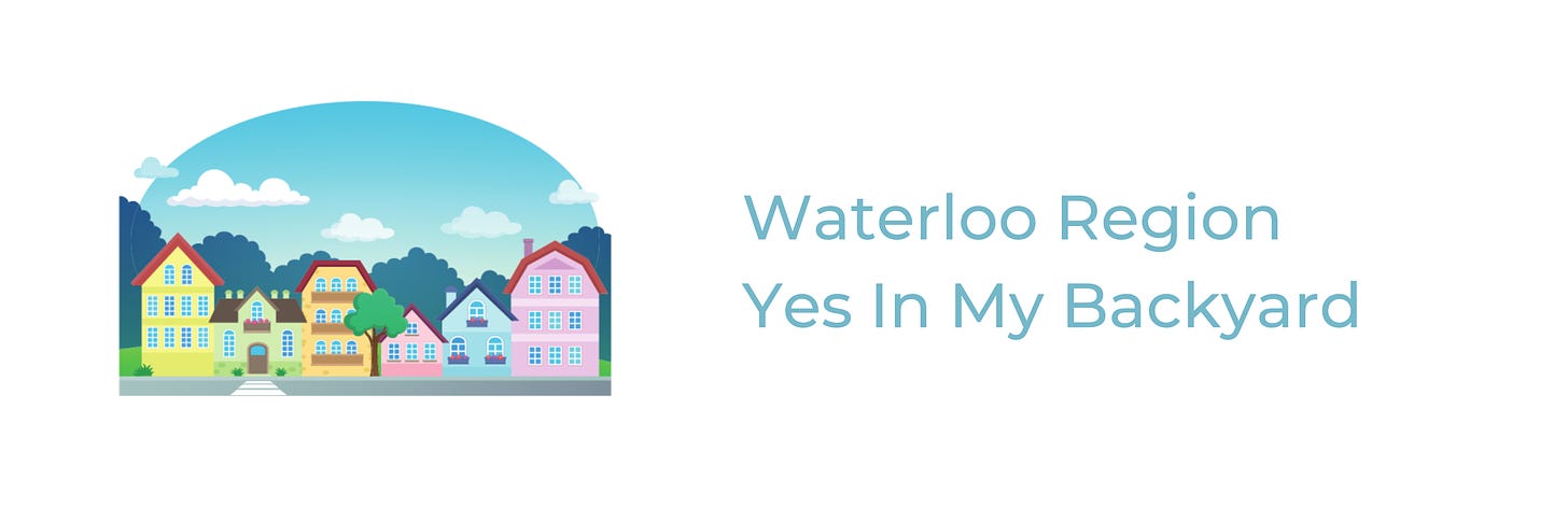 WR YIMBY logo with text: Waterloo region yes in my backyard