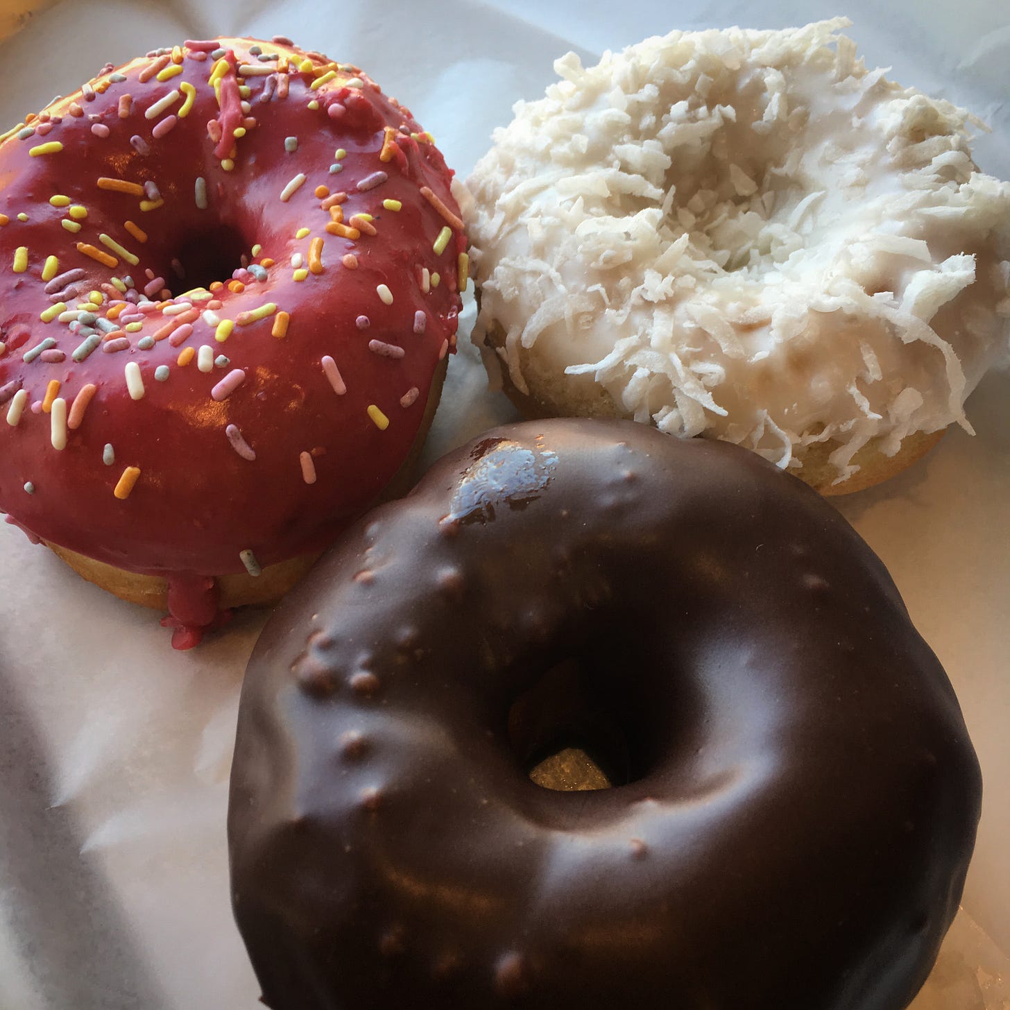 photo showing three doughnuts!
