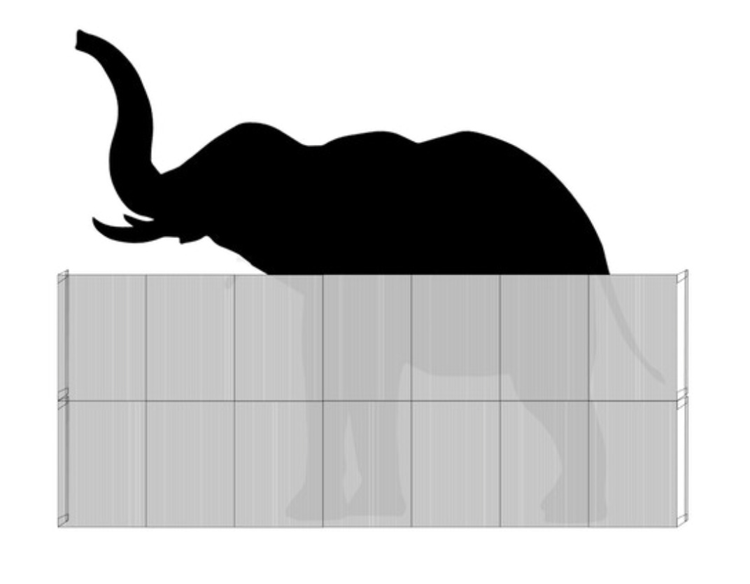 silhouette of an elephant behind invisibility shield 