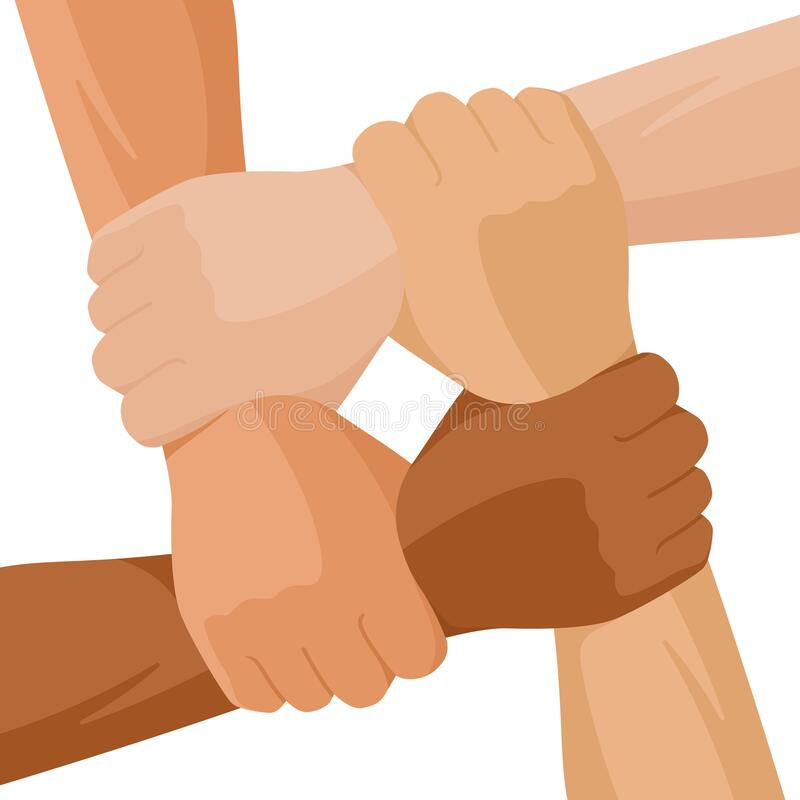 White and Black Hands Holding Together Showing Unity in Diversity Stock  Vector - Illustration of racism, gesture: 190442951