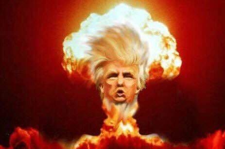 Trump’s head goes up in a nuclear blast