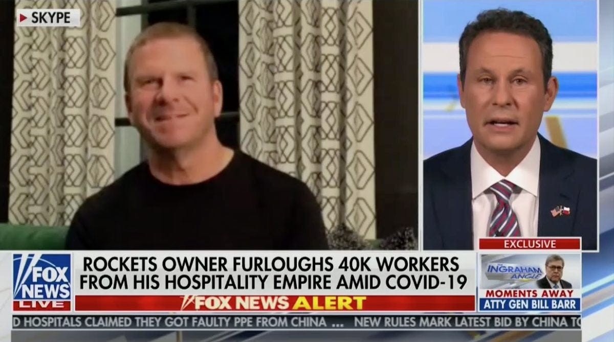 Richardson] Billionaire Restaurant CEO Tilman Fertitta Tells Fox News He  Did His 45,000 Employees a &#39;Favor&#39; by Furloughing Them So Quickly : nba