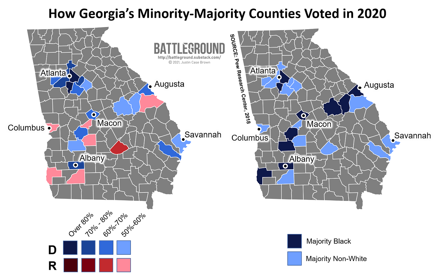 How Georgia's Minority-Majority Counties Voted in 2020