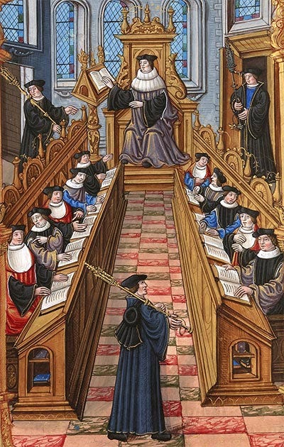 Depiction of a meeting of doctors at the University of Paris in the Middle Ages. (Étienne Colaud / Public domain)