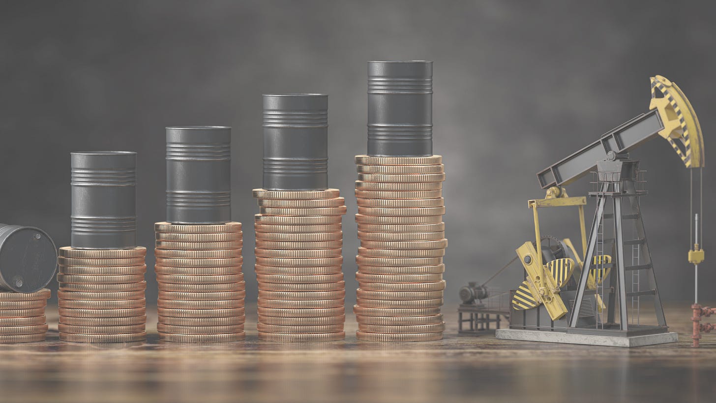 coin stacks by petroleum pumpjack illustration