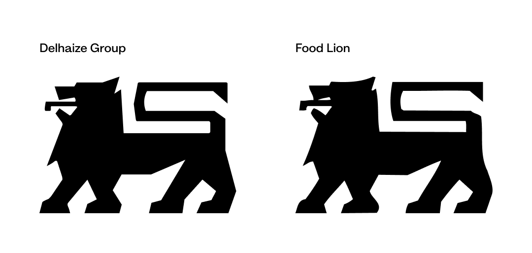 Delhaize lion beside Food Lion lion