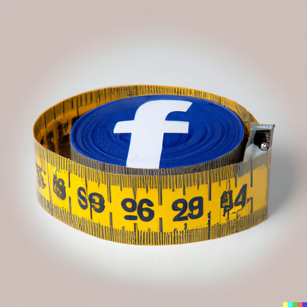 “Facebook logo on a tape measure,” as interpreted by Open AI’s DALL-E